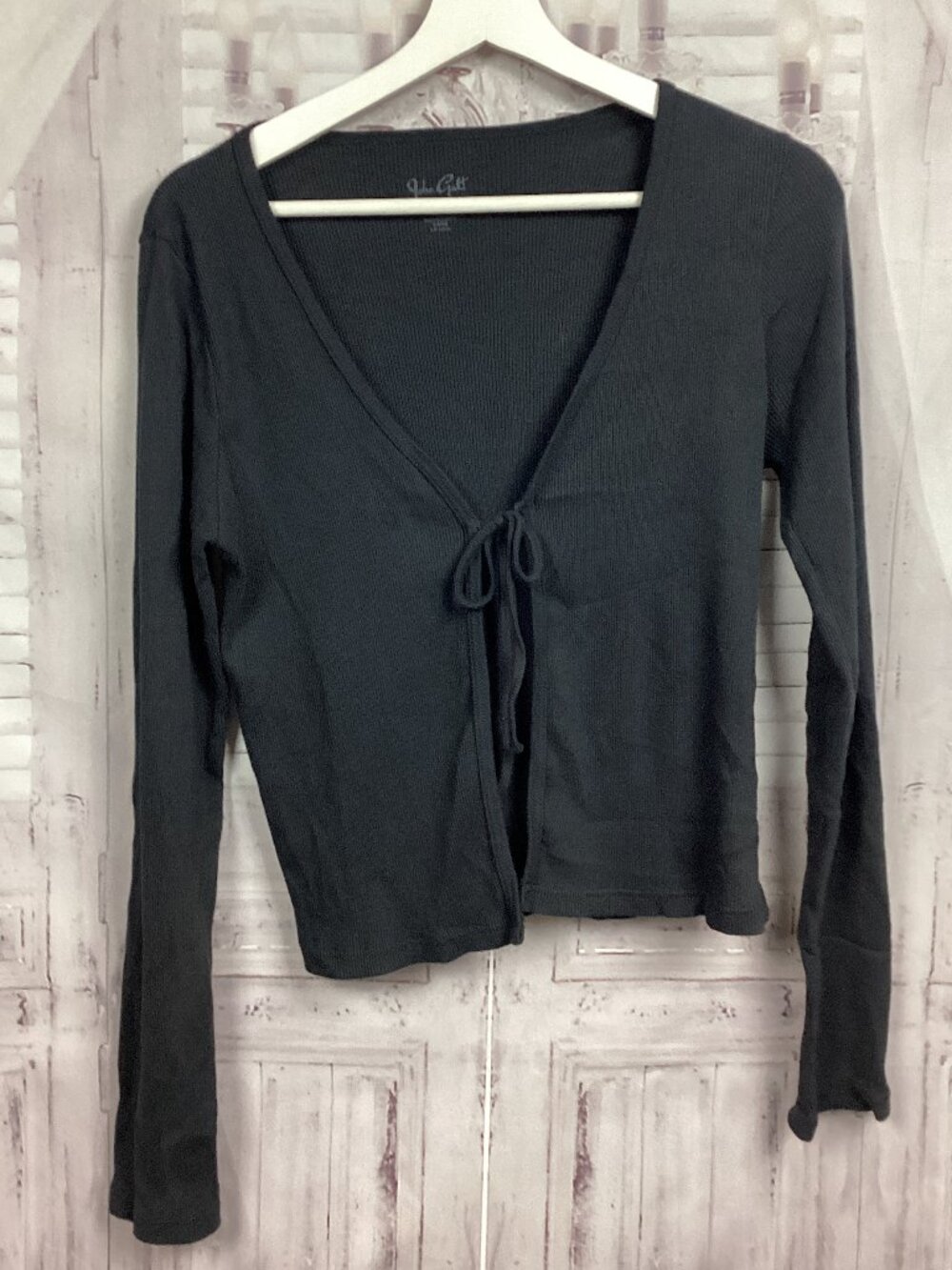 John Galt Black Cardigan Sweater Cropped Cotton